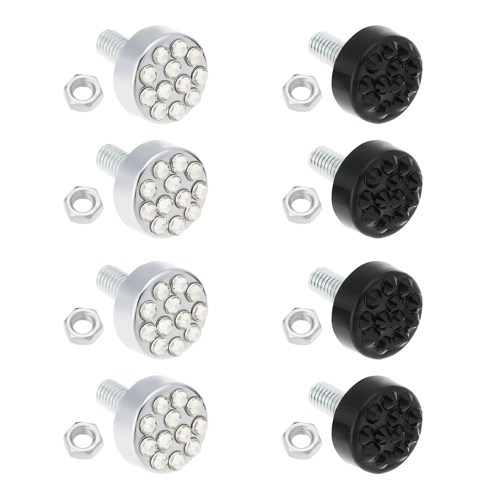 OTOTEC 2 Sets Bling Nummernschildrahmen Schraubverschluss Diamantbesetzte Glänzende Diebstahlschutzmutterabdeckung für Auto LKW Weiß Und Schwarz OTOTEC 2 Sets Bling Nummernschildrahmen Schraubverschluss Diamantbesetzte Glänzende Diebstahlschutzmutterabdeckung für Auto LKW Weiß Und Schwarz von OTOTEC