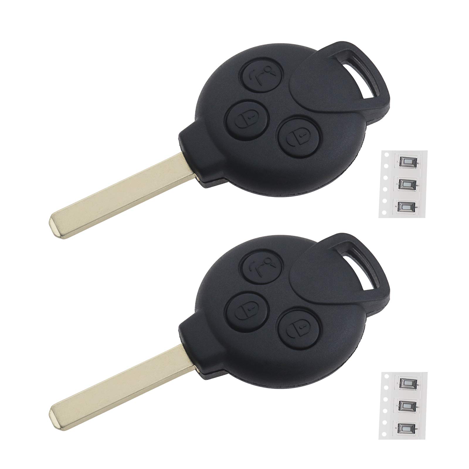 OTOTEC 2X Autoschlüssel 3-Tasten Gehäuse Fernbedienung Schutzhülle mit ungeschnittenen Klingen-Touch-Schaltern Kompatibel mit Smart 451 Fortwo Forfour Roadstar-Fernschlüssel OTOTEC 2X Autoschlüssel 3-Tasten Gehäuse Fernbedienung Schutzhülle mit ungeschnittenen Klingen-Touch-Schaltern Kompatibel mit Smart 451 Fortwo Forfour Roadstar-Fernschlüssel von OTOTEC
