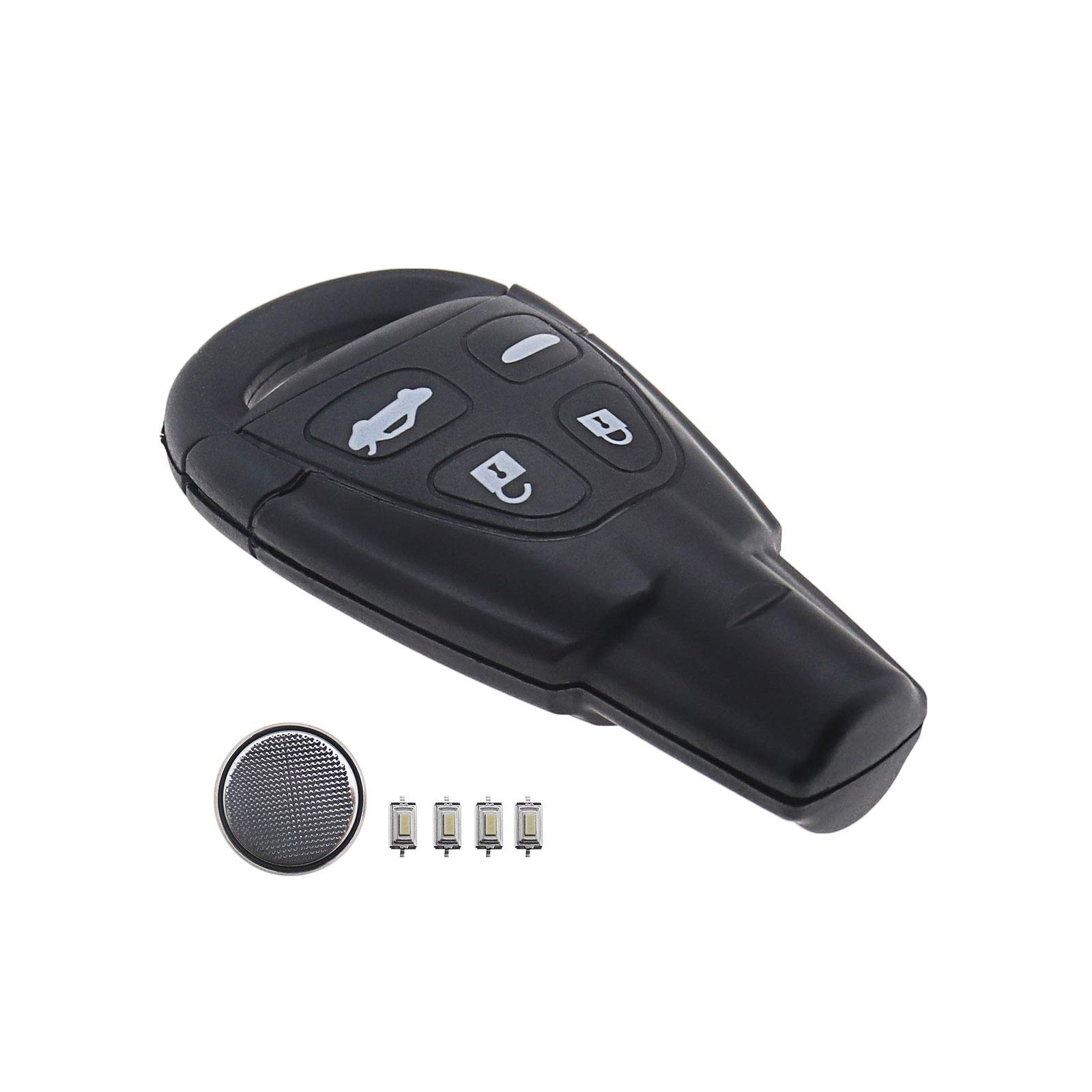 Schlüsselanhänger Gehäuse Reparatursatz, kompatibel mit SAAB 9-3 2003-201, 9-5 2003-2011 Funkschlüssel - 4 Tasten (ungeschnittene Klinge) von OTOTEC