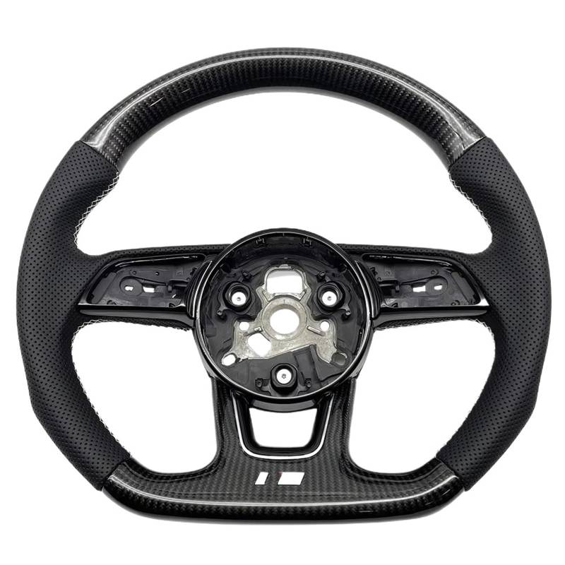 OTOZUM Kompatibel Mit Für A4 B9 A3 A5 RS3 RS4 RS5 2017 2018 2019 2020 2021 2022 2023 Sportlenkrad Mit Kohlefaserboden, Autoteile Lenkräder Auto(S Logo 4) von OTOZUM