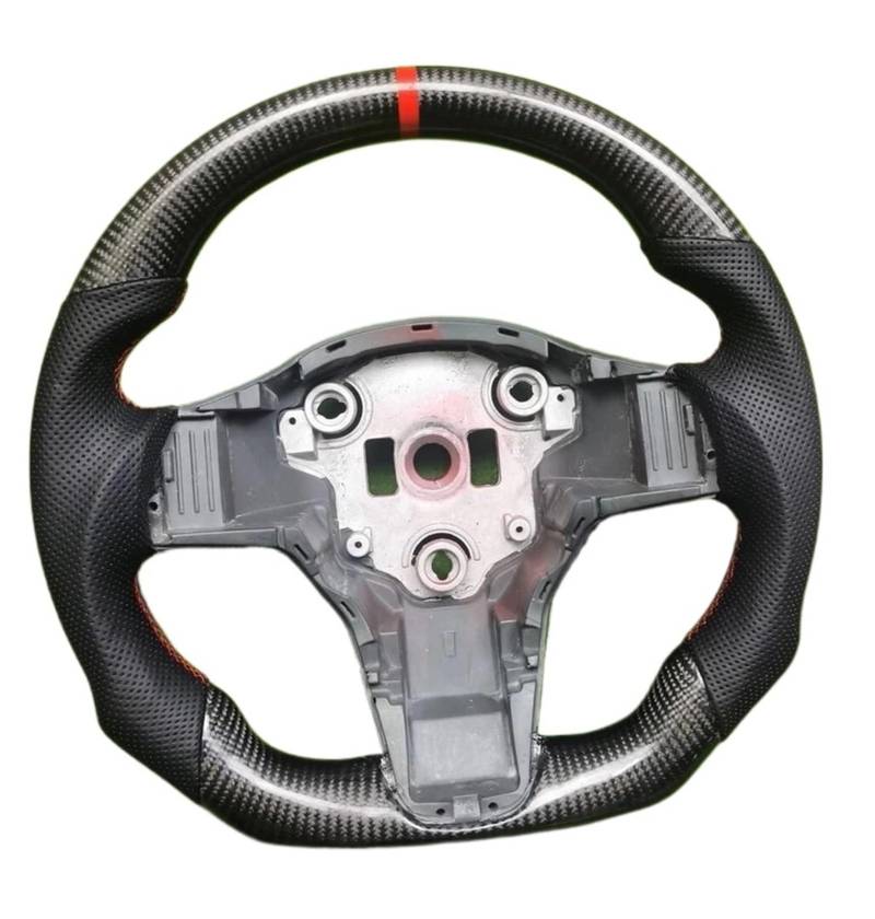 OTOZUM Kompatibel Mit Tesla Für Model 3 2017 2018 2019 2020 Für Model Y Carbonfaser-Lenkrad Autozubehör Anpassen Der Abdeckungsverkleidung Keine Heizung Lenkräder Auto(Style 3) von OTOZUM