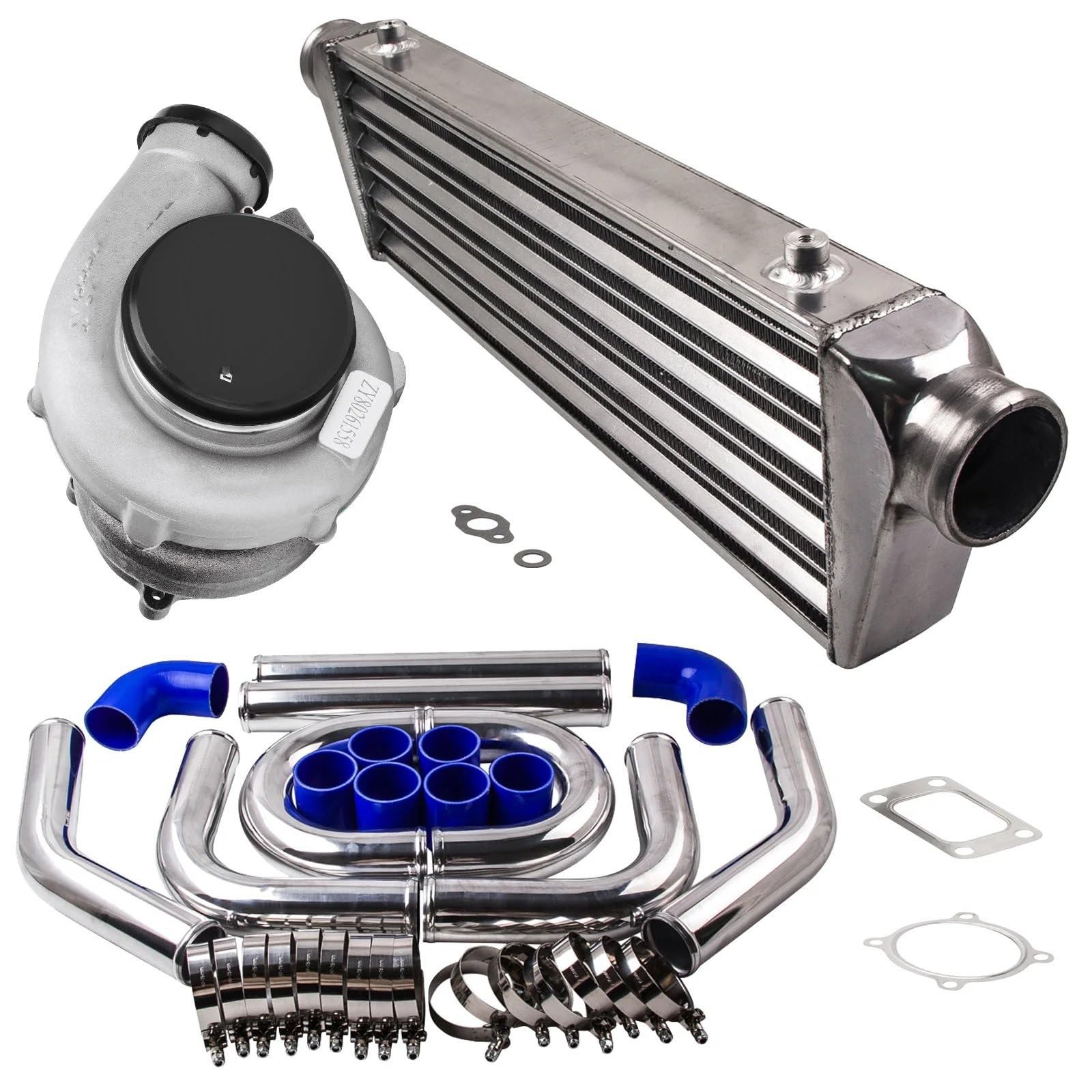 OTOZUM Turbolader 1 Satz Universal Billet GT3582 Turbolader-Kit + Ladeluftkühler + 2,5-Zoll-Turborohrleitung Turbolader-Auspuffturbolader von OTOZUM