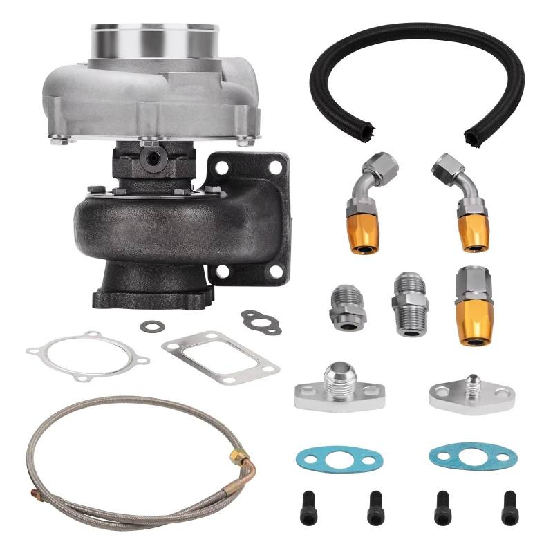 OTOZUM Turbolader Kompatibel Mit Allen 4/6-Zylinder- Und 2,5- Bis 6,0-Liter-Motoren GT35 GT3582 Billet-Universal-Turbolader Mit Leitungsanwendung von OTOZUM