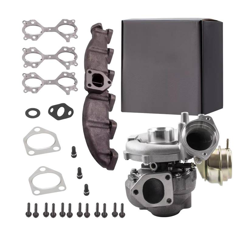 OTOZUM Turbolader Kompatibel Mit X5 3.0 E53 2003 2004 2005 2006 2007 160KW/218BHP M57N Turbolader+Krümmersatz 753392-0018 753392-0017 753392-0009 von OTOZUM