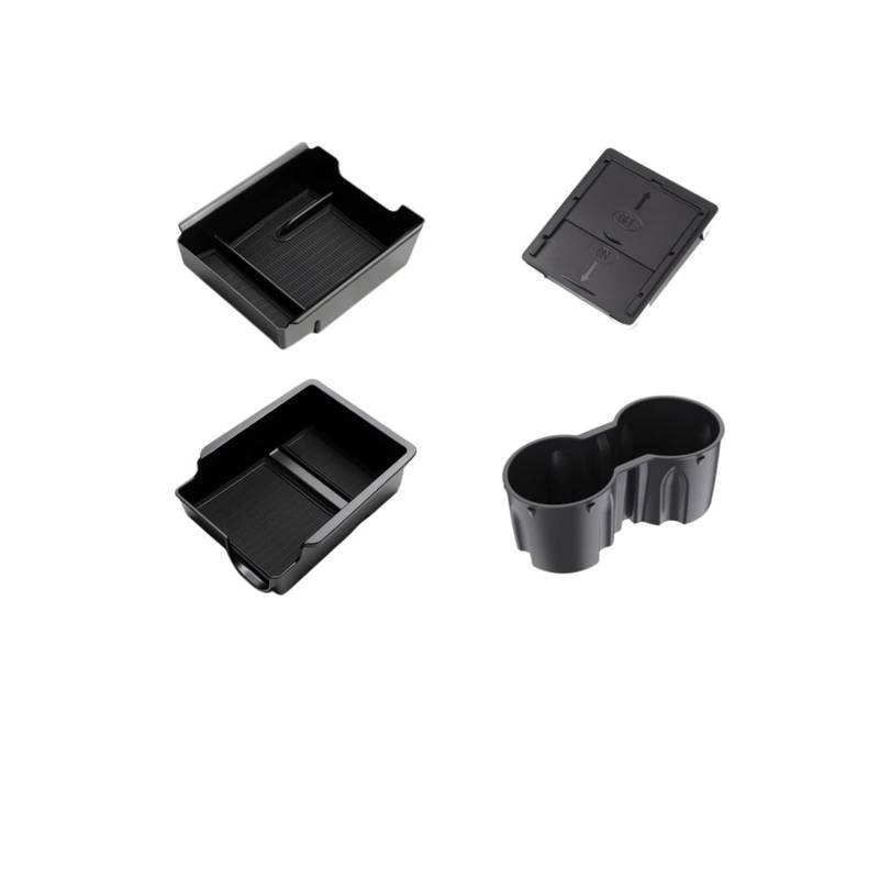 OTOZUM Zentrale Aufbewahrungsbox 4PCS ABS Center Konsole Organizer Fach Armlehne Schublade Getränkehalter Kompatibel Mit Tesla Für Modell Y Für Modell 3 2021 2022 2023 von OTOZUM