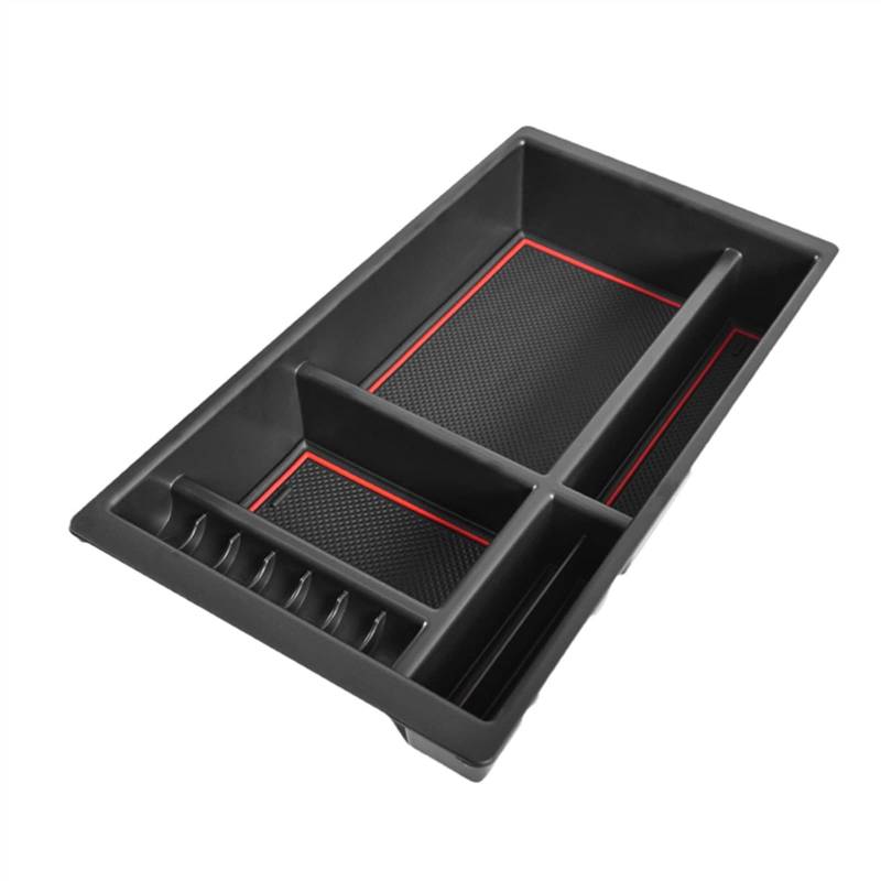 OTOZUM Zentrale Aufbewahrungsbox Car Center Console Tray Organizer Box Zubehör, Kompatibel Mit Chevy Für Silverado 2014 20015 2016 2017 2018 Armlehne Organizer Box(Red) von OTOZUM
