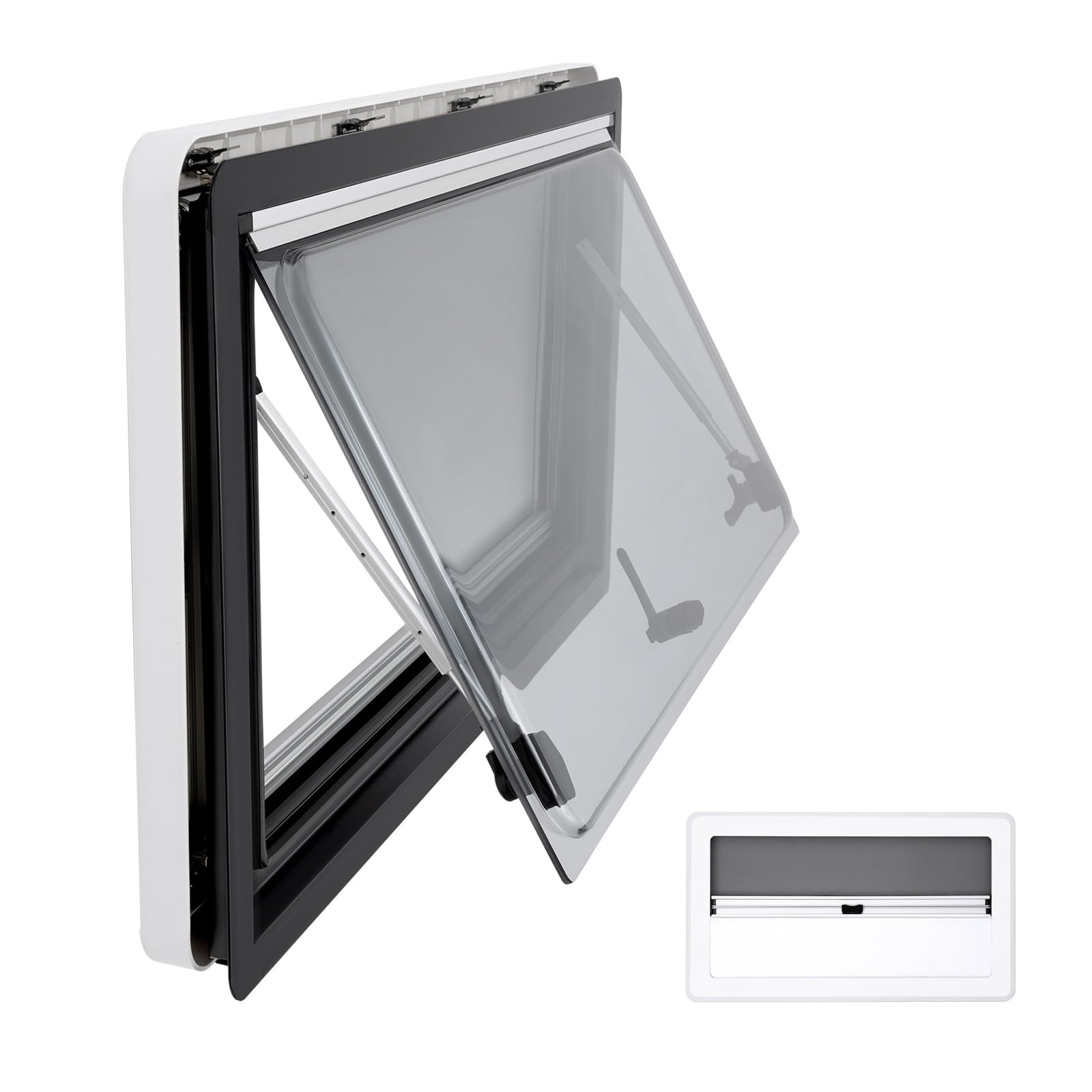 OUBUBY Wohnmobilfenster 900×500 mm Wohnwagen Fenster Ausstellfenster Wohnmobil Fenster RV Externes Push Fenster mit Fliegengitter und integriertem Rollo Fliegengitter Seitenfenster für Van Camper von OUBUBY