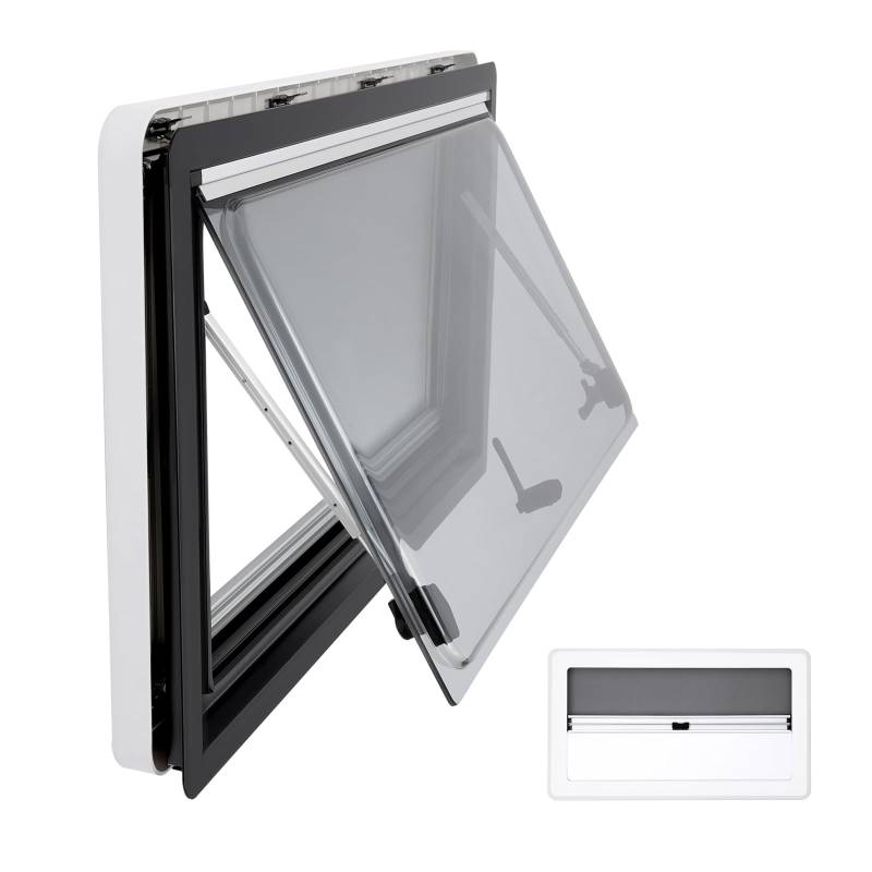 OUBUBY Wohnmobilfenster 900×500 mm Wohnwagen Fenster Ausstellfenster Wohnmobil Fenster RV Externes Push Fenster mit Fliegengitter und integriertem Rollo Fliegengitter Seitenfenster für Van Camper von OUBUBY