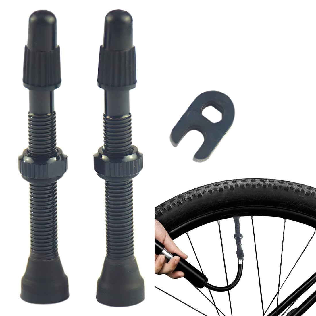 OUDQFCJ 2 Stück Tubeless MTB Ventil Hochwertiges Vorbaulatex Für Tubeless MTB (Schwarz) von OUDQFCJ