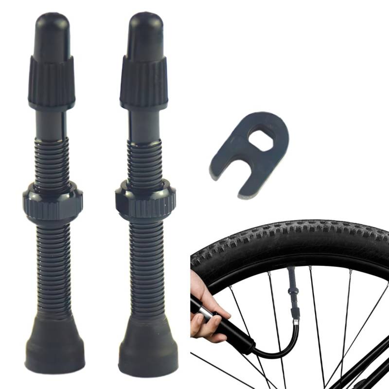 OUDQFCJ 2 Stück Tubeless MTB Ventil Hochwertiges Vorbaulatex Für Tubeless MTB (Schwarz) von OUDQFCJ