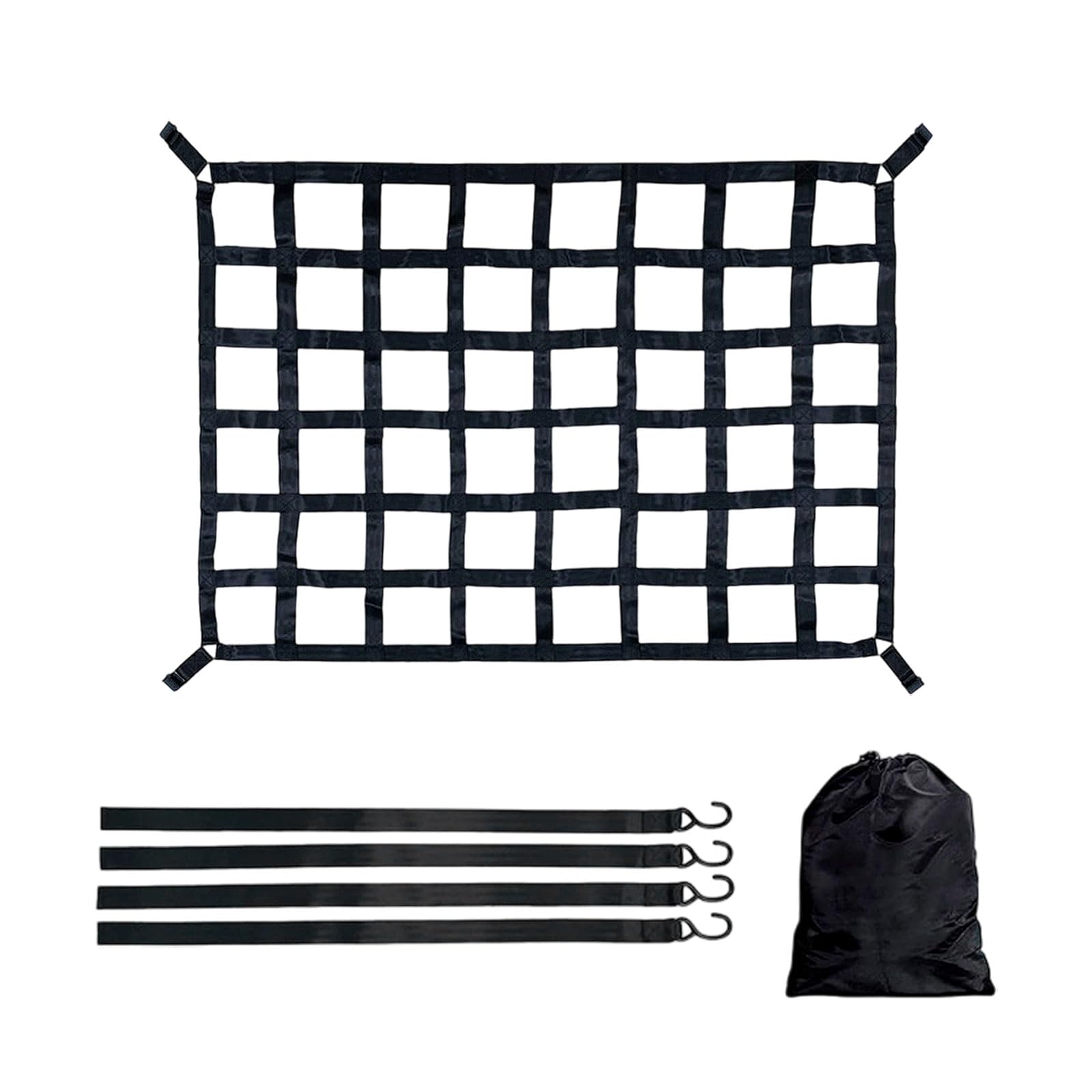 Ladefläche Netz,Gepäcknetz für Anhänger,LKW Heck-Frachtnetz,Verstellbar Ladenetz, Sicherheitsgurt-Heber Netz, Schwerlast Anhängernetz (Typ 1, 127 * 106cm) von OUGPIU