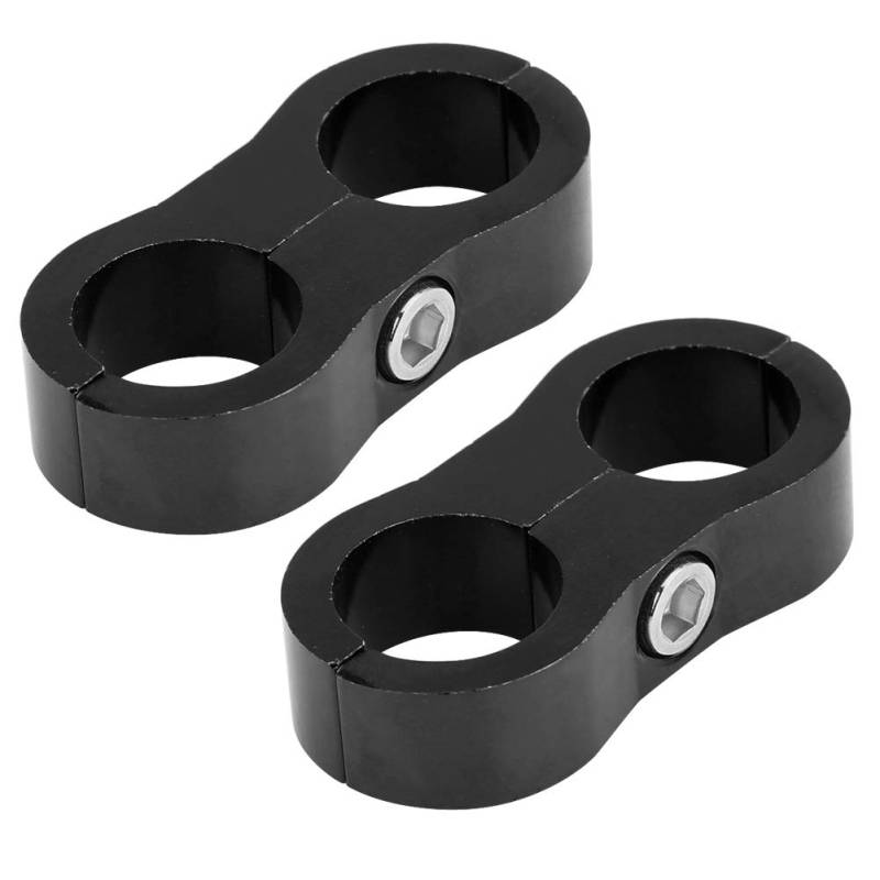 Kraftstoff-Bremsleitungsklemme, AN10-Schlauchtrenner-Klemmenadapter aus Aluminiumlegierung, Universal-Kabelbinder-Heizungs-Doppelschlauchklemme Schwarz von OUKENS