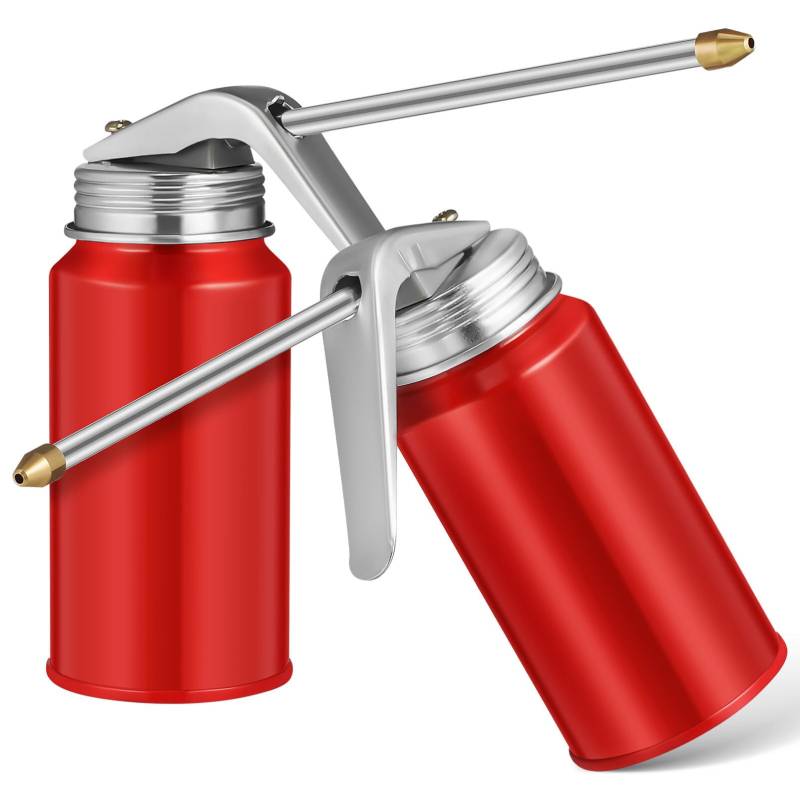 OUNONA 2 Metall-Ölkannen-Pumpenöler Manuelle Pumpe Ölkanne Kfz-Ölschmierdose Autoölspender Ölbehälter 200 Ml von OUNONA