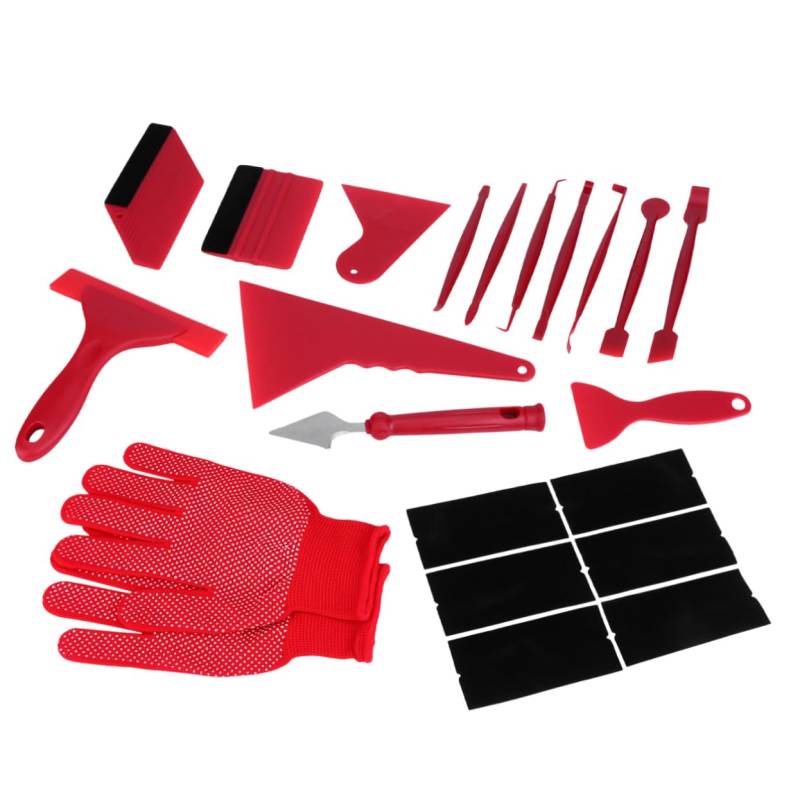 OUNONA 21Stücke Teiliges Auto Folierungs Werkzeug Set Professionelles Tinting Film Rakel Kit für Fensterfolierung Vinyl Auto Film Anwendung Schneidemesser und Schaber von OUNONA