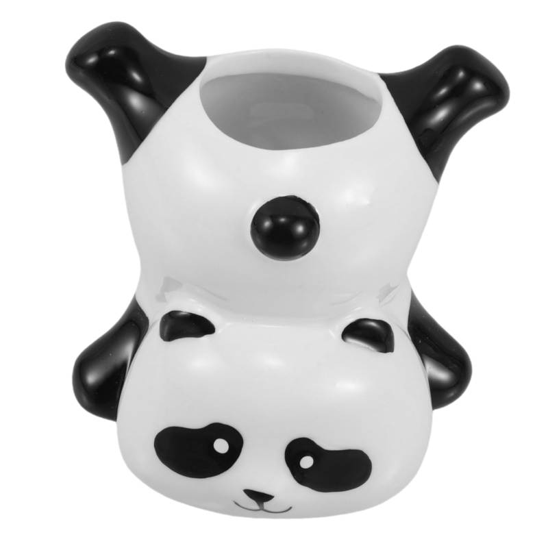 OUNONA Keramik-zahnbürstenhalter Panda-design Badezimmer-zubehör Make-up-pinselhalter Vielseitig Einsetzbar Hübscher Zahnputzbecher Für Den Innenbereich von OUNONA