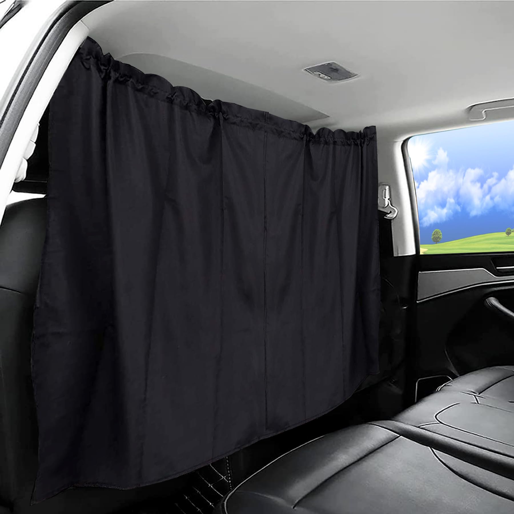 Auto Trennvorhänge Sonnenschutz 140x80cm,Abnehmbarer Auto Hinten Privatsphäre Vorhang,Privacy Travel Nap Night Auto Abnehmbarer Einfacher Vorhang von OUQIWEN