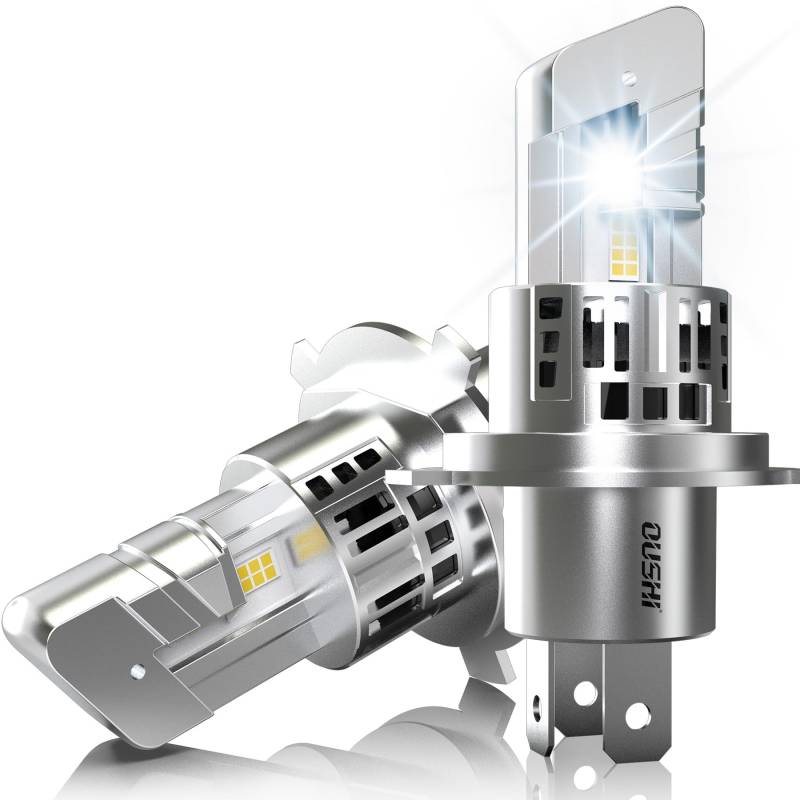 OUSHI +600% mehr Helligkeit H4 Halogen Lampe, 20000LM 12V 6500K Superhelle Weiß Halogen Scheinwerferlampe Glühbirne Abblendlicht (2 Lampen) von OUSHI