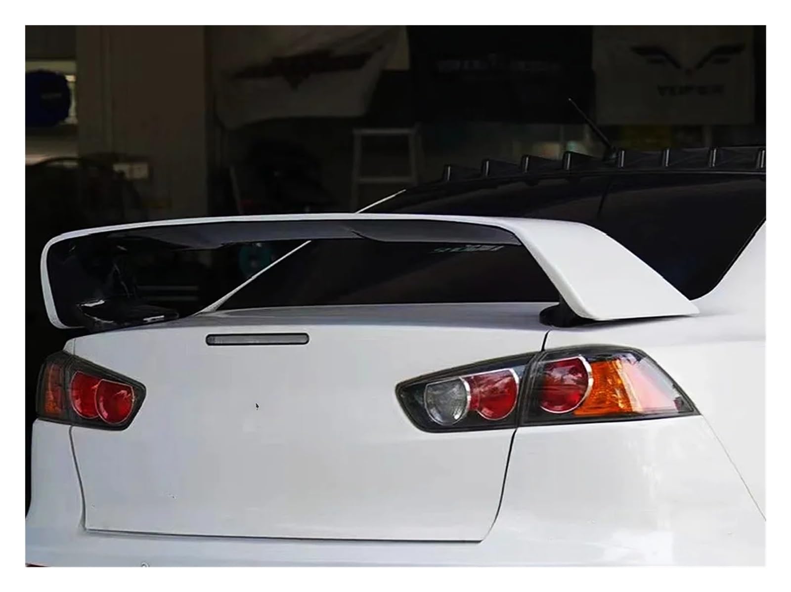 Auto Heckspoiler Für Mitsubishi Für Lancer Für Evo 2010 2011 2012 2013 2014 Auto Hinten Stamm Deckel Lip Body Kit Spoiler Flügel Heckspoiler Flügel(White and Black) von OUVECR