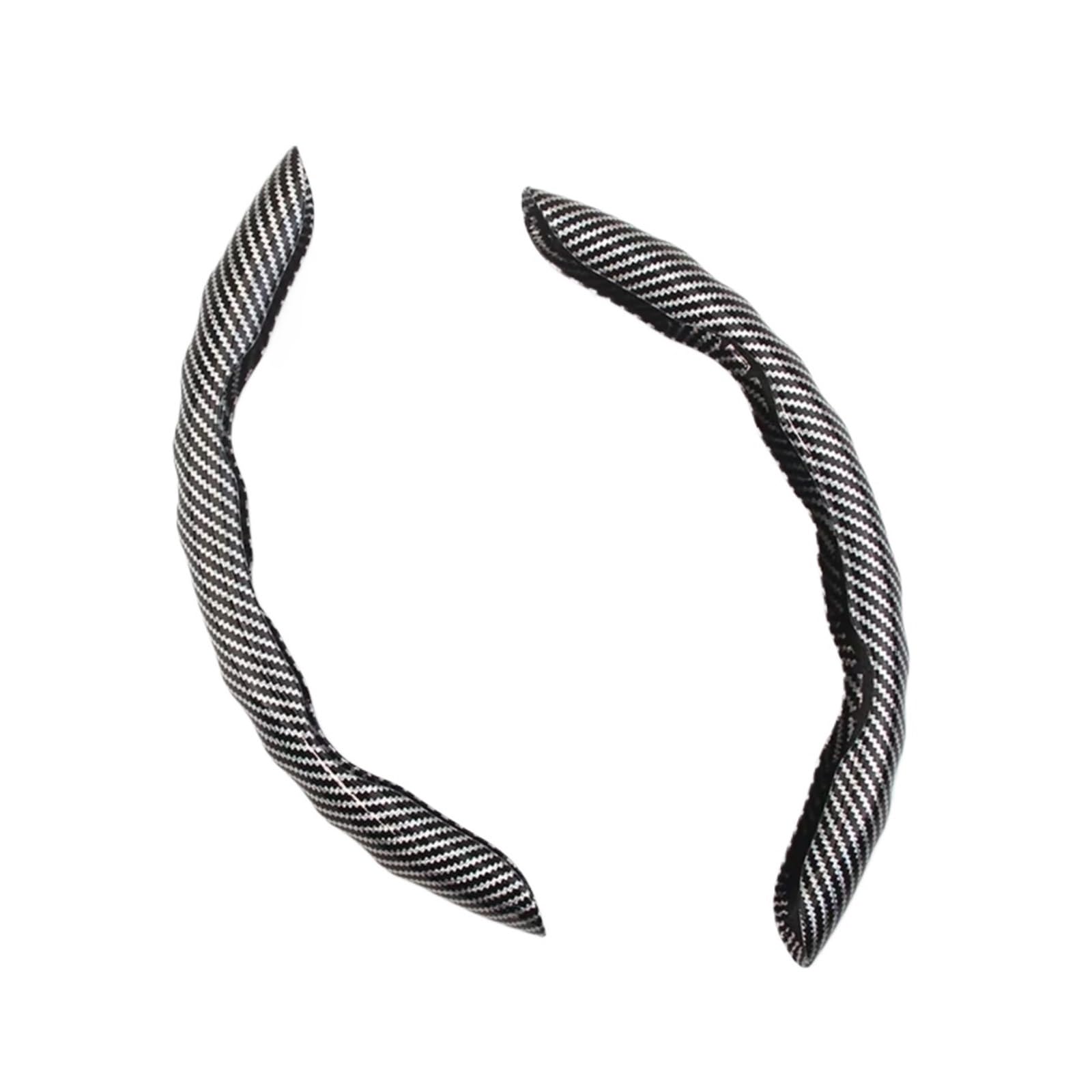 Lenkradschoner 38CM Universal Auto Lenkrad Abdeckung Atmungsaktiv Anti Slip Carbon Lenkung Abdeckungen Geeignet Lenkrad Auto Lenkradbezug(A 2PCS Silver) von OUVECR