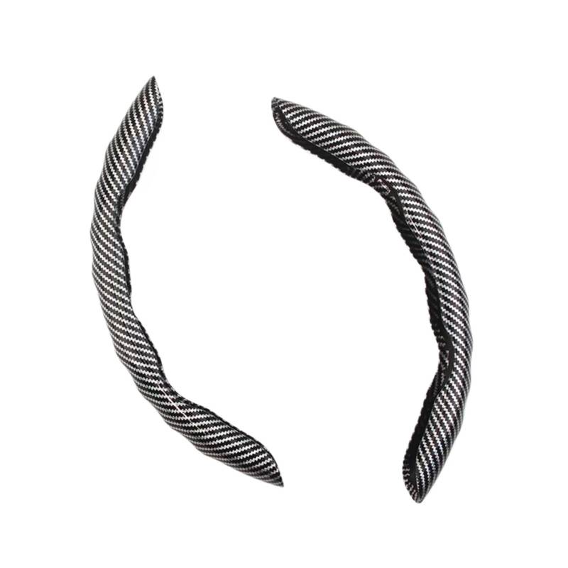 Lenkradschoner 38CM Universal Auto Lenkrad Abdeckung Atmungsaktiv Anti Slip Carbon Lenkung Abdeckungen Geeignet Lenkrad Auto Lenkradbezug(A 2PCS Silver) von OUVECR