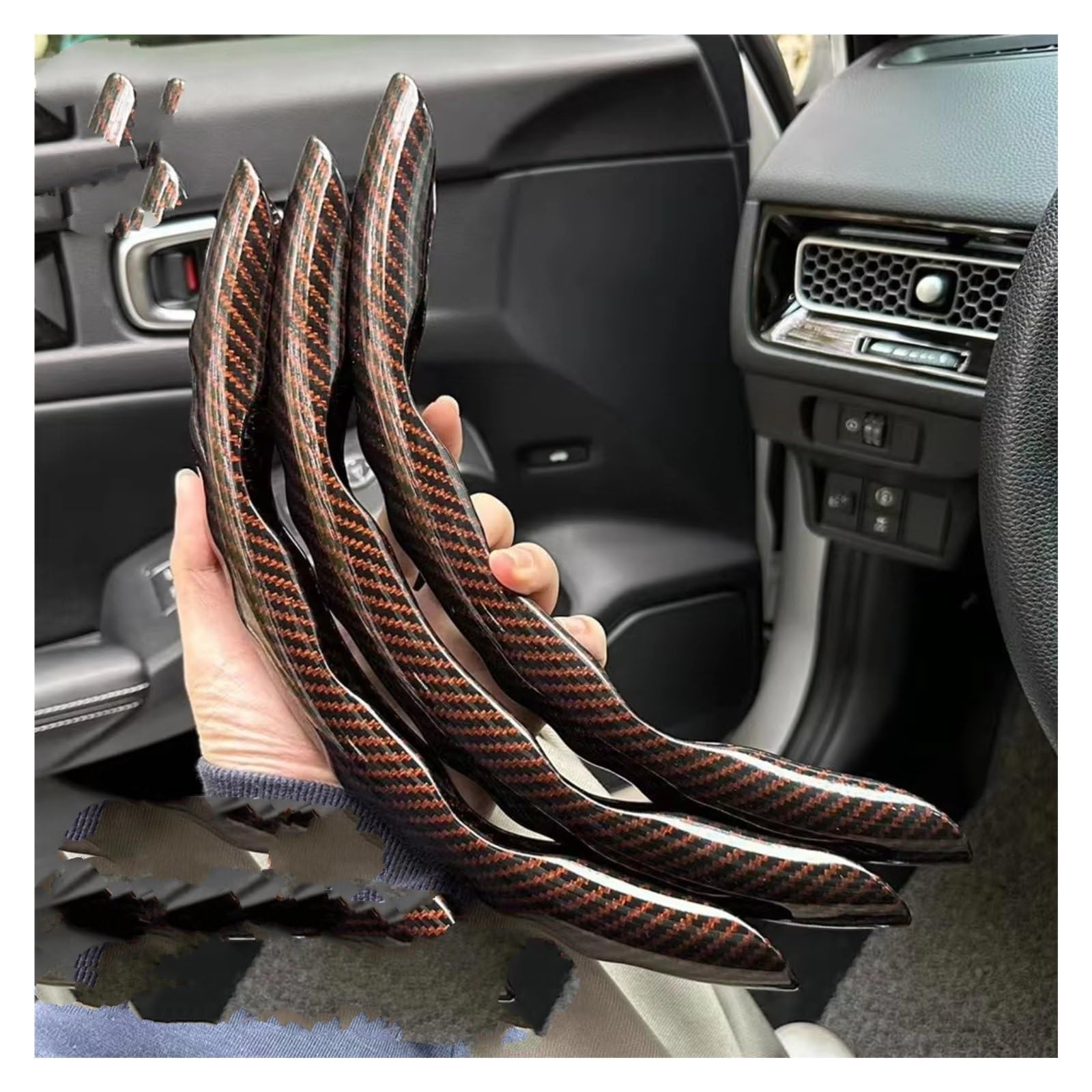 Lenkradschoner 38CM Universal Auto Lenkrad Abdeckung Atmungsaktiv Anti Slip Carbon Lenkung Abdeckungen Geeignet Lenkrad Auto Lenkradbezug(A 3PCS Brown) von OUVECR
