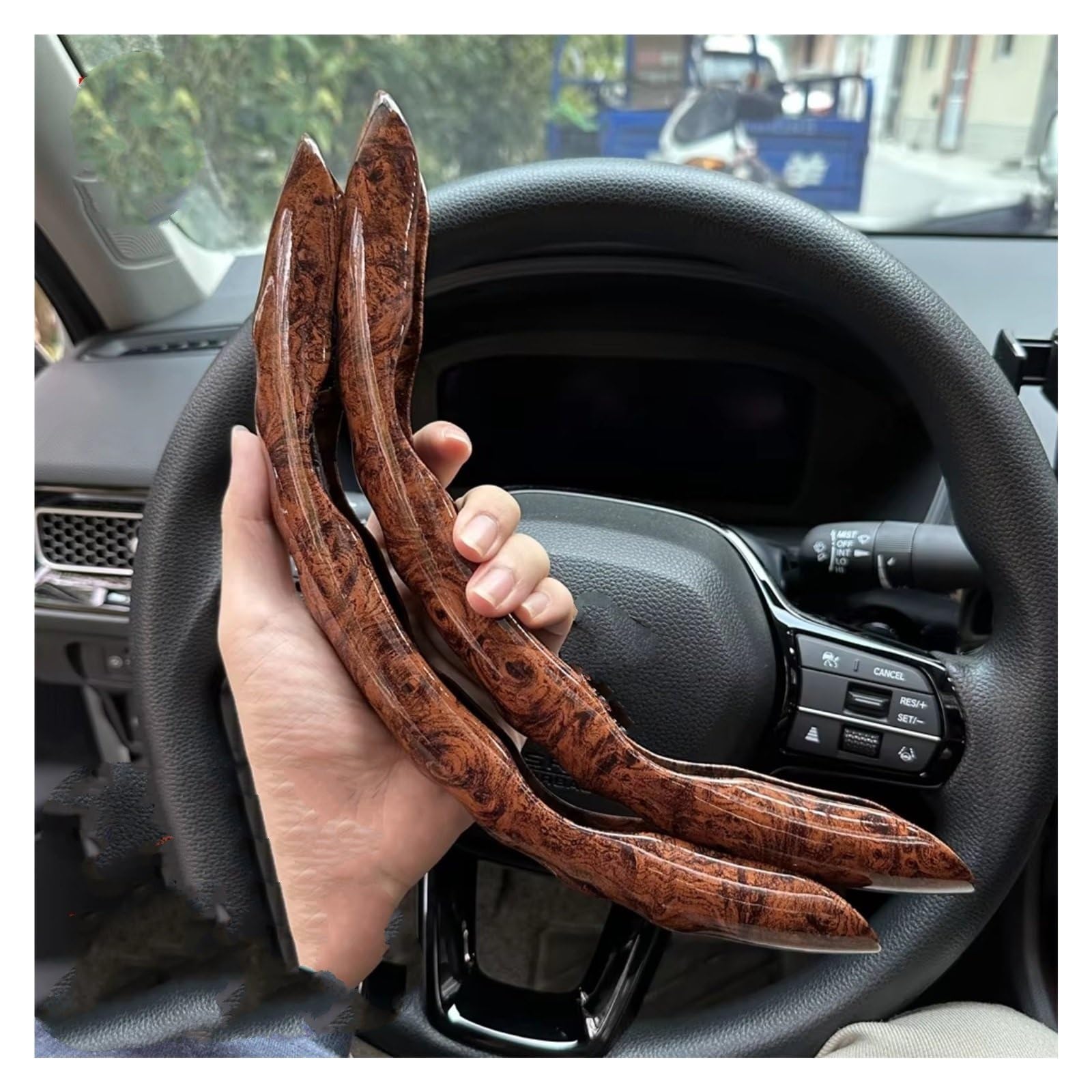 Lenkradschoner 38CM Universal Auto Lenkrad Abdeckung Atmungsaktiv Anti Slip Carbon Lenkung Abdeckungen Geeignet Lenkrad Auto Lenkradbezug(B 2PCS Brown) von OUVECR