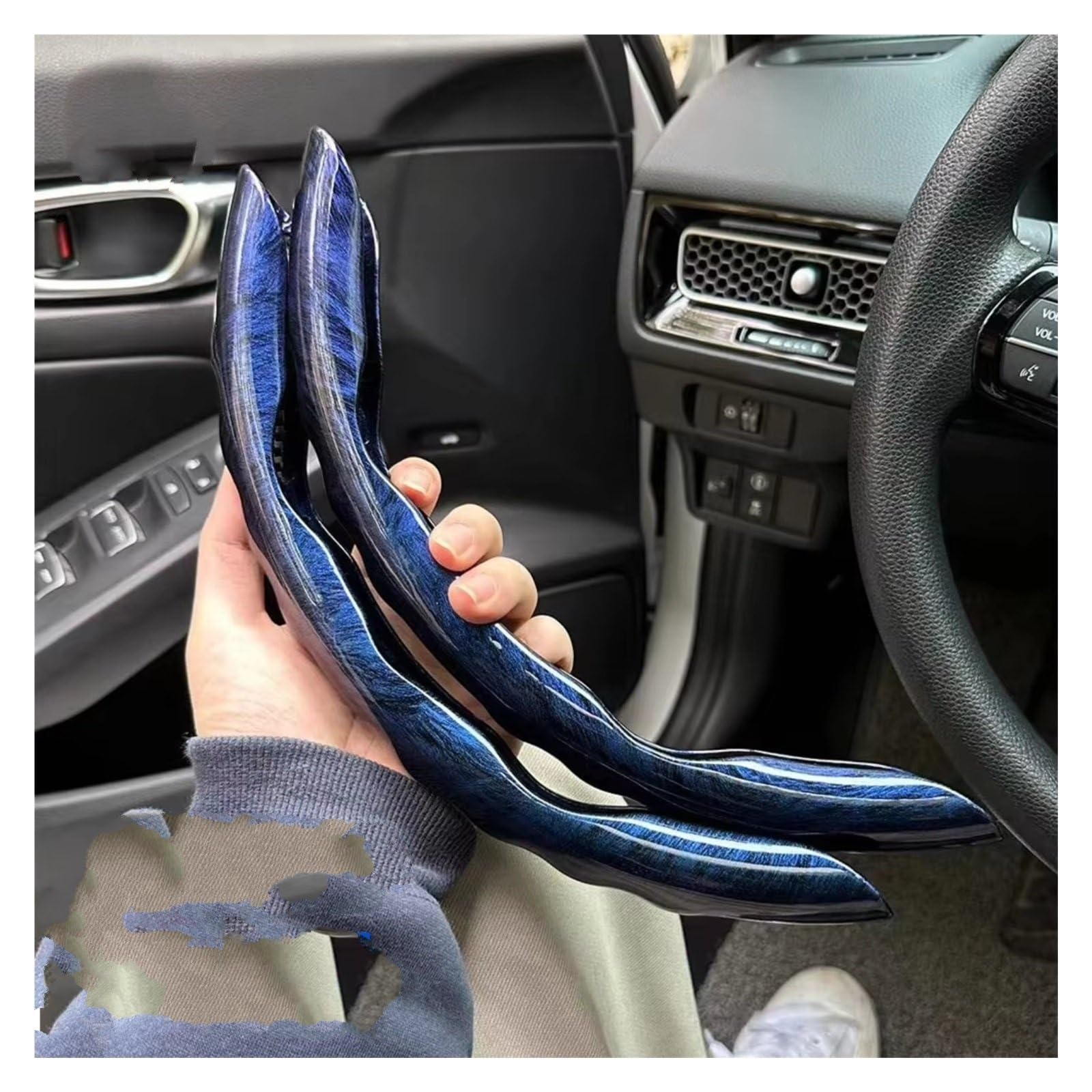 Lenkradschoner 38CM Universal Auto Lenkrad Abdeckung Atmungsaktiv Anti Slip Carbon Lenkung Abdeckungen Geeignet Lenkrad Auto Lenkradbezug(C 2PCS Blue) von OUVECR