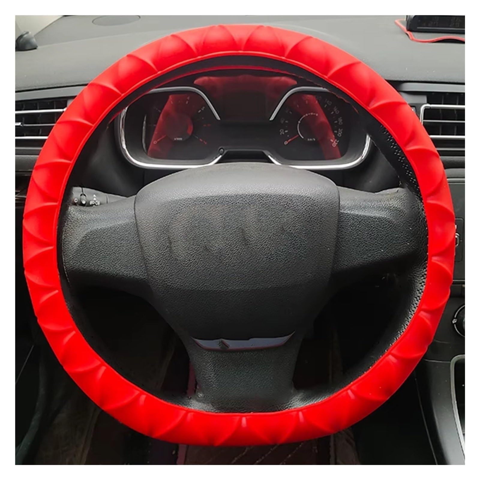 Lenkradschoner Auto-Lenkradbezug Aus Silikon Waschbar Für Alle Jahreszeiten Universeller Lenkradschutz Weicher Mehrfarbiger Griff Auto Lenkradbezug(Red) von OUVECR