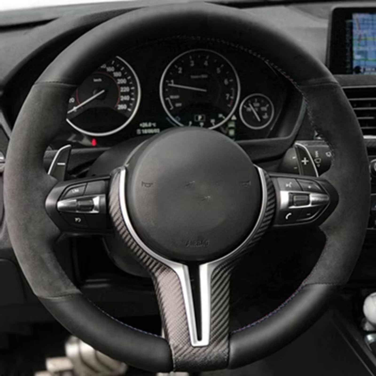 Lenkradschoner Für Sport 1er F20 M135i M140i M235i M240i X1 F21 F48 X2 F39 X3 F25 Autolenkradabdeckung Anti-Rutsch-Wildleder Auto Lenkradbezug(C) von OUVECR