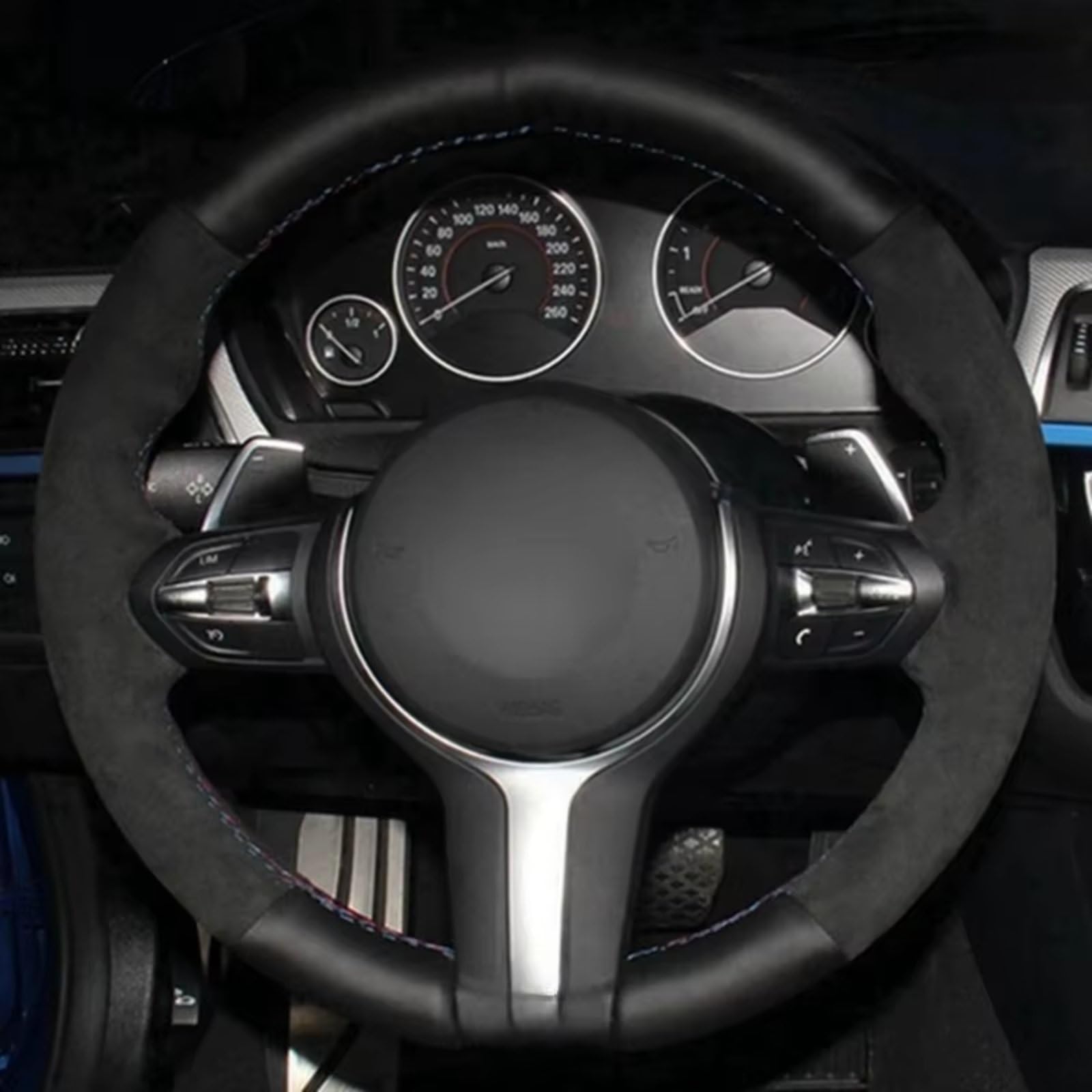 Lenkradschoner Für Sport 1er F20 M135i M140i M235i M240i X1 F21 F48 X2 F39 X3 F25 Autolenkradabdeckung Anti-Rutsch-Wildleder Auto Lenkradbezug(F) von OUVECR