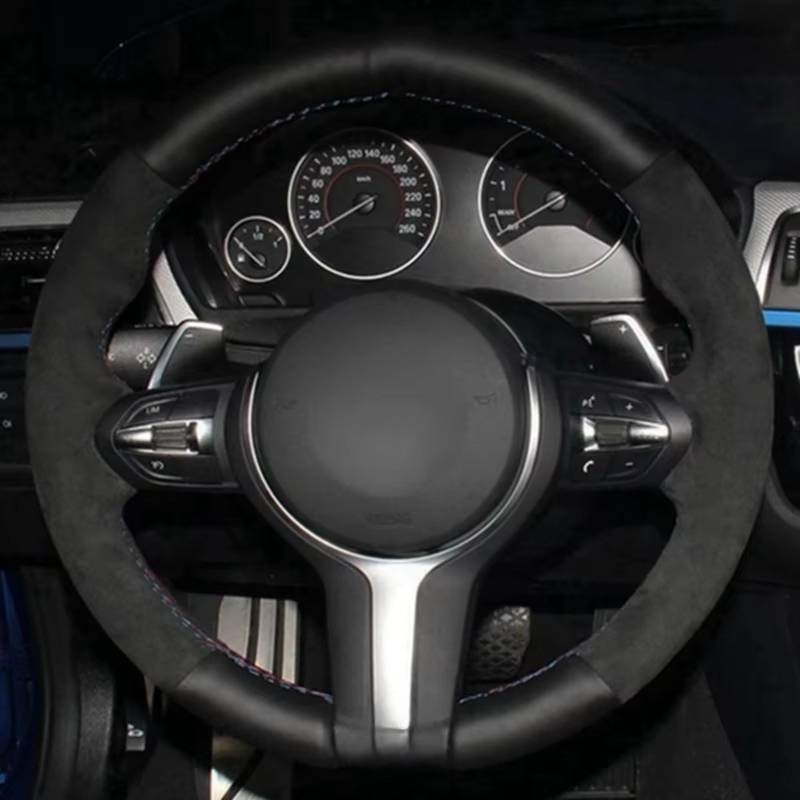 Lenkradschoner Für Sport 1er F20 M135i M140i M235i M240i X1 F21 F48 X2 F39 X3 F25 Autolenkradabdeckung Anti-Rutsch-Wildleder Auto Lenkradbezug(F) von OUVECR