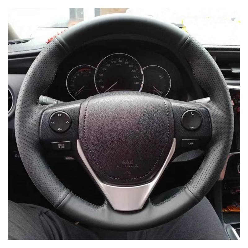 Lenkradschoner Für Toyota Für RAV4 2013-2019 Für Corolla 2014-2019 Für Auris 2013-2016 Für Scion IM 2016 Autolenkradabdeckung Geflecht Kunstleder Auto Lenkradbezug(Red Thread) von OUVECR