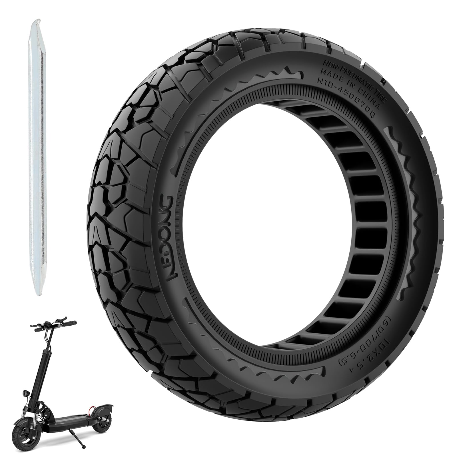 OUXI 10x2.5 Off Road Reifen für Ninebot F20/F40/G30/mi4 ULTRA/mi4,10 Zoll Vollgummireifen 60/70-6.5 mit Montagewerkzeug für Elektroroller, 10 x 2.5'' Scooter Ersatzräder für vorne(Schwarz 1Stück) OUXI 10x2.5 Off Road Reifen für Ninebot F20/F40/G30/mi4 ULTRA/mi4,10 Zoll Vollgummireifen 60/70-6.5 mit Montagewerkzeug für Elektroroller, 10 x 2.5'' Scooter Ersatzräder für vorne(Schwarz 1Stück) von OUXI