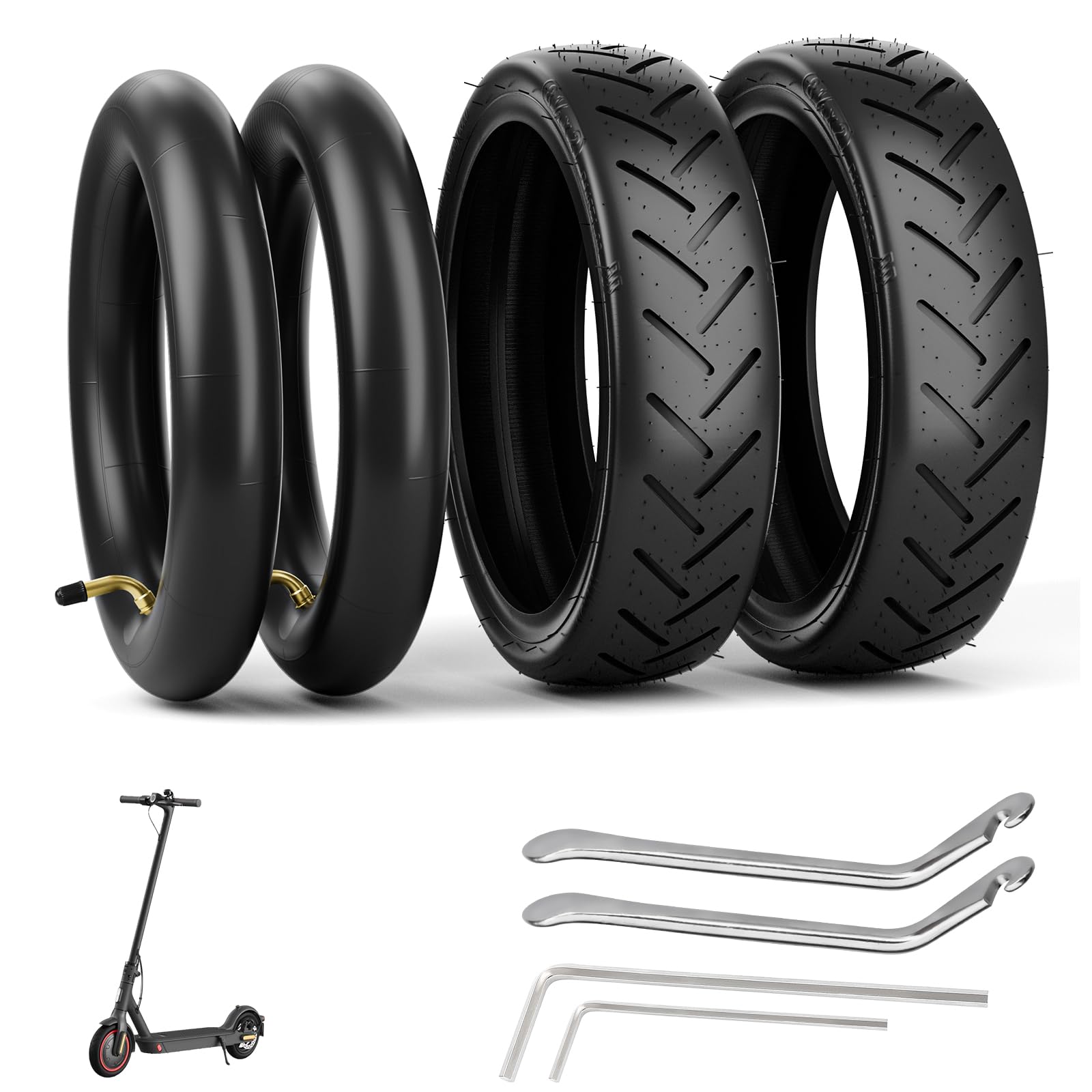 OUXI 4pcs E-Scooter-Reifen 8 1/2 Reifen mit Reifen und Schlauchpaket E-Scooter Ersatzschlauch+Reifen 8,5 Zoll kompatibel mit Xiaomi M365/M365Pro2 Elektroroller-schwarze Ersatzräder(gebogene Luftdüse) OUXI 4pcs E-Scooter-Reifen 8 1/2 Reifen mit Reifen und Schlauchpaket E-Scooter Ersatzschlauch+Reifen 8,5 Zoll kompatibel mit Xiaomi M365/M365Pro2 Elektroroller-schwarze Ersatzräder(gebogene Luftdüse) von OUXI