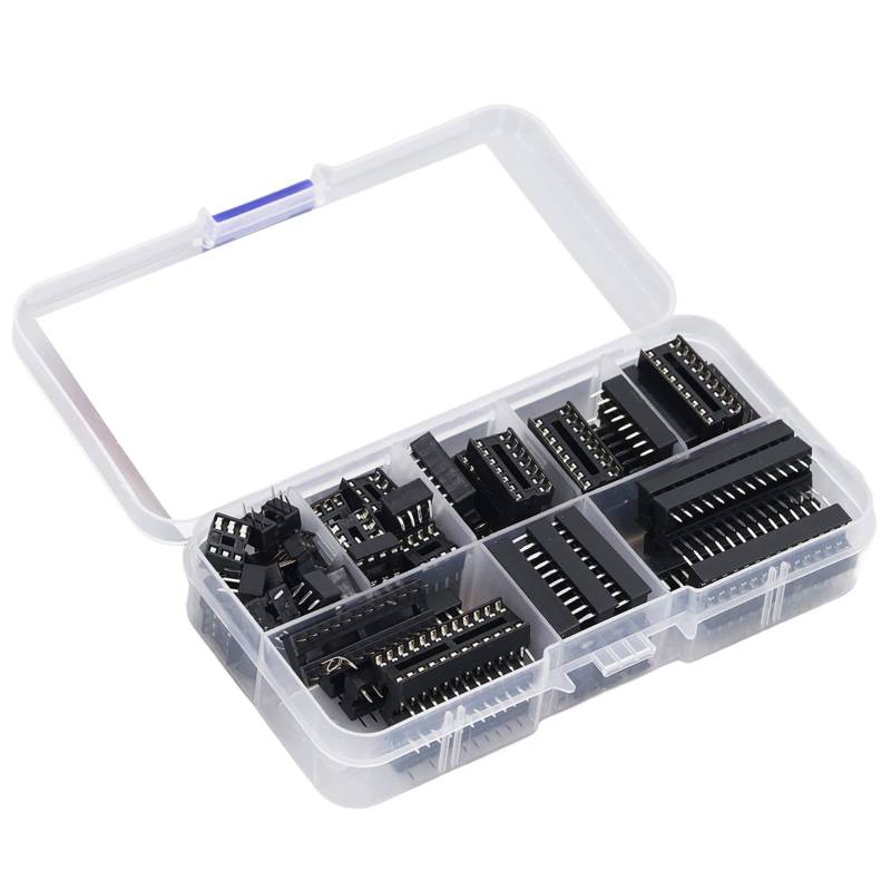 66pcs DIP IC -Chip -Socket, Isolierter Kunststoff Flacher Stift -IC -Sortiment -Kit -Schaltkomponenten 6p Bis 28p von OVAQUIXI