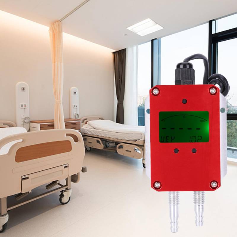 OVAQUIXI LCD Intelligent Digitaler Luftsender für die Beatmung, Luftdruckmesser, 4-20-mA-Ausgang, Aluminiumlegierungschale, Nicht Korrosiv (0-400Pa) von OVAQUIXI