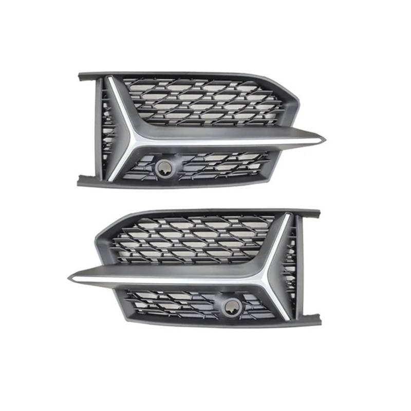2 Stück Autofront glänzend schwarz Honeycomb Mesh Style Stoßstange Nebelscheinwerfer Lampengrill kompatibel for Audi A6 SLine S-Line Stoßstange C8 S6 2019–2022(Silver) von OVWIOQJC