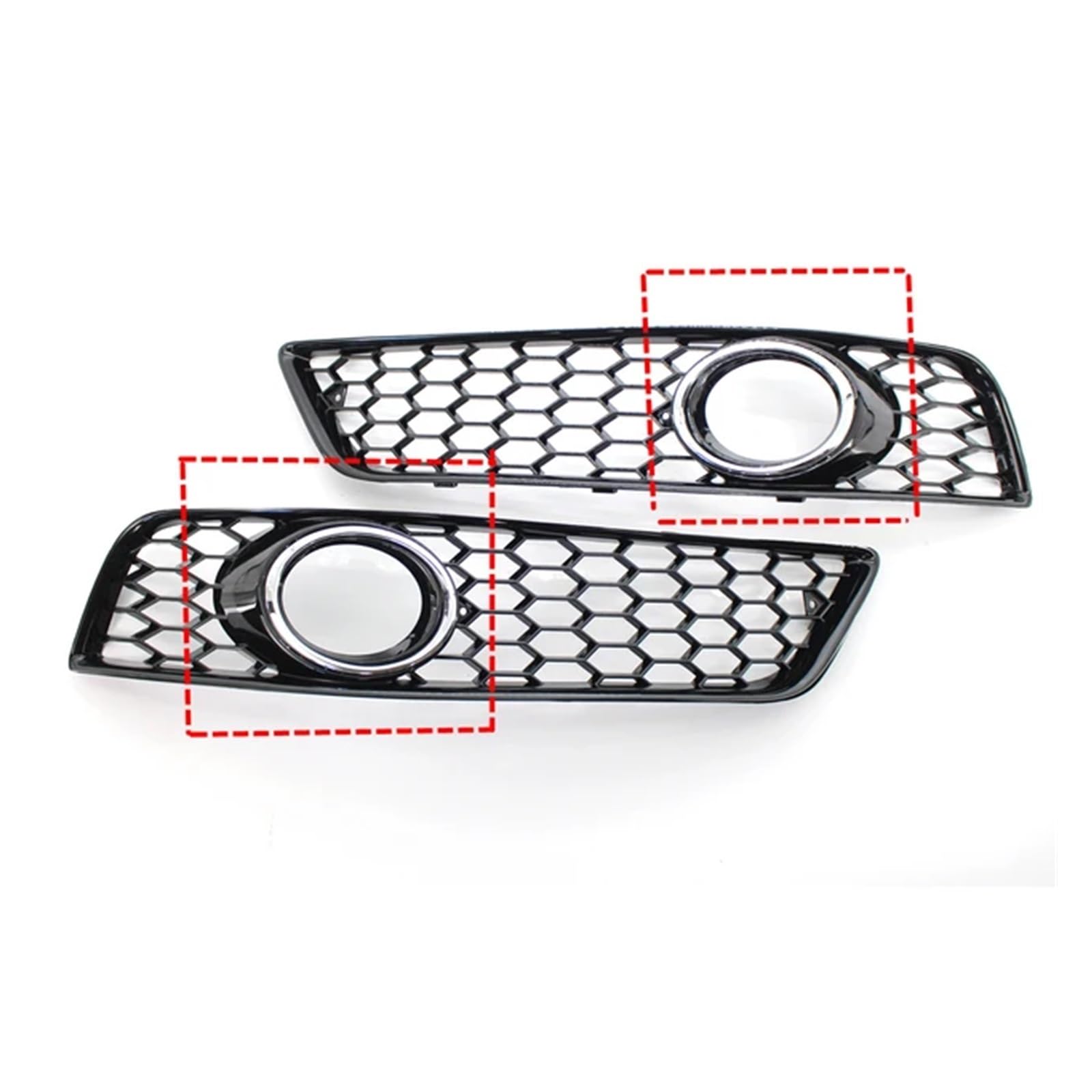 2X Auto-Frontgrill-Abdeckung, kompatibel mit Audi A3 8P 2009–2013, Wabennetz-Nebelscheinwerfer-Set, glänzend/Chrom, 8P0807682D, Autozubehör(Chrome Silver) von OVWIOQJC