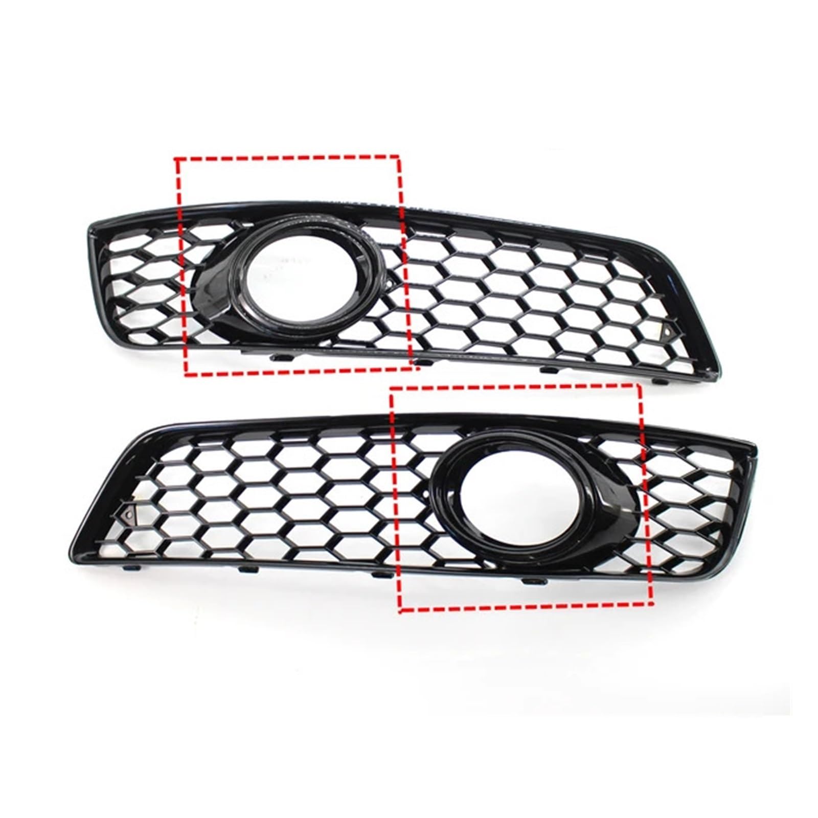 2X Auto-Frontgrill-Abdeckung, kompatibel mit Audi A3 8P 2009–2013, Wabennetz-Nebelscheinwerfer-Set, glänzend/Chrom, 8P0807682D, Autozubehör(Glossy Black) von OVWIOQJC