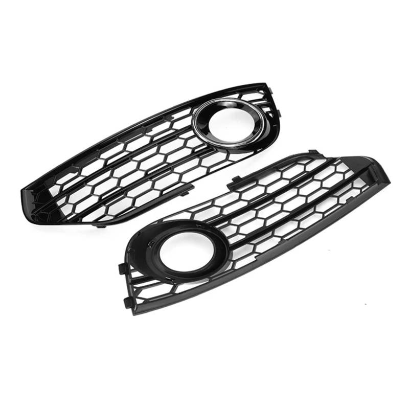 2X Front Nebel Licht Kühlergrill Abdeckung Kompatibel for Audi A4 B8 B8.5 ALLROAD 2009-2015 Stoßstange Lampe Grills waben Auto Zubehör 8K0807681J01C(Chrome Silver) von OVWIOQJC