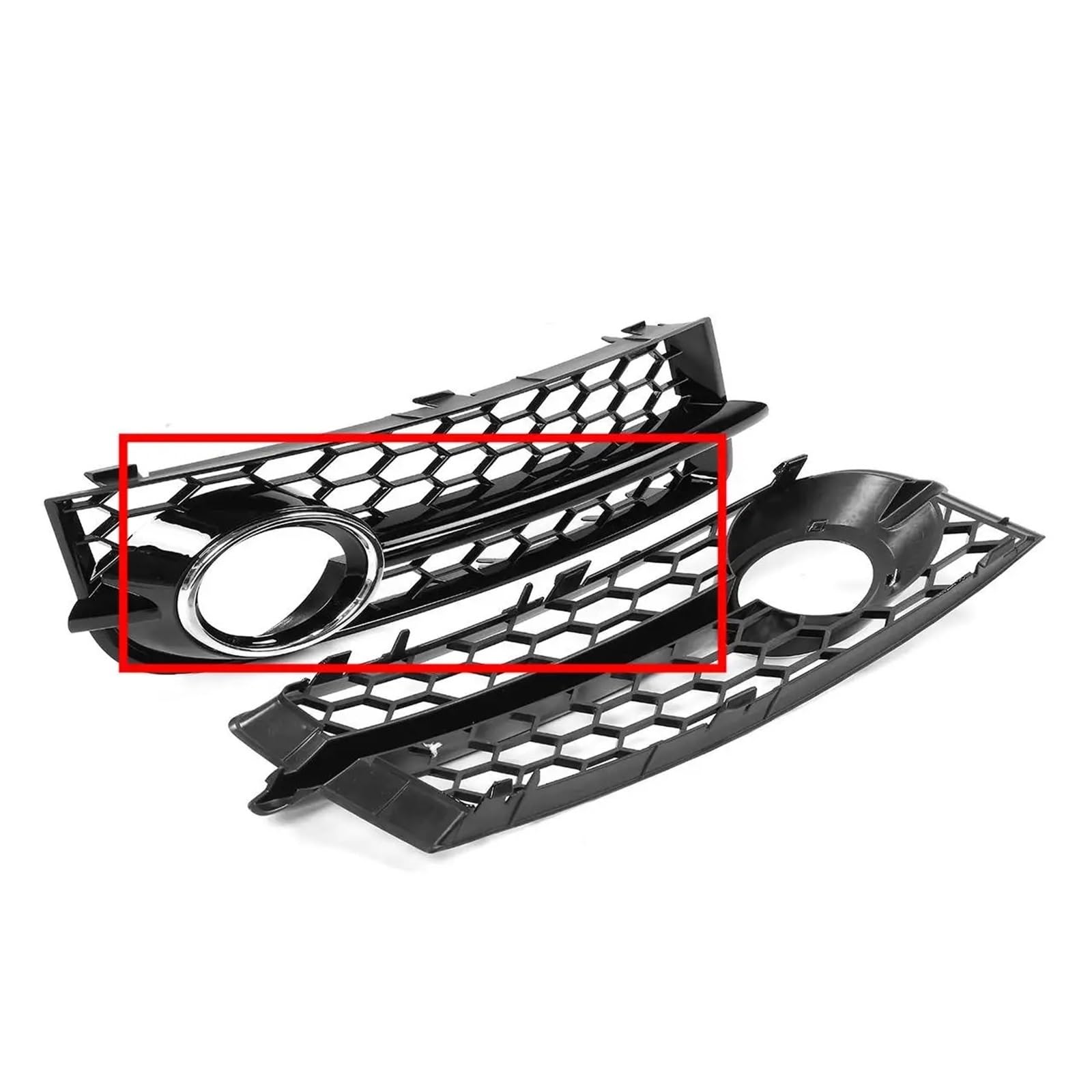 2x TT 8J Auto Nebelscheinwerfer Grill Lampenabdeckung Trim Honeycomb Hex Frontgrill Grill Kompatibel for Audi TT 8J 2006-2014 8J080768201C 8J080768101C(Silver) von OVWIOQJC
