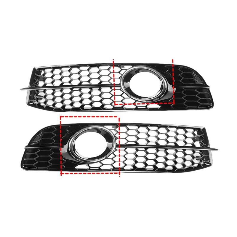 Auto Front Stoßstange Nebel Licht Lampe Kühlergrill Grill Abdeckung HONEYCOMB HEX Kompatibel for Audi A6 C6 S-Line 2008-2011 4F0807681Q01C 4F0807681Q02C(Chrome Sliver) von OVWIOQJC