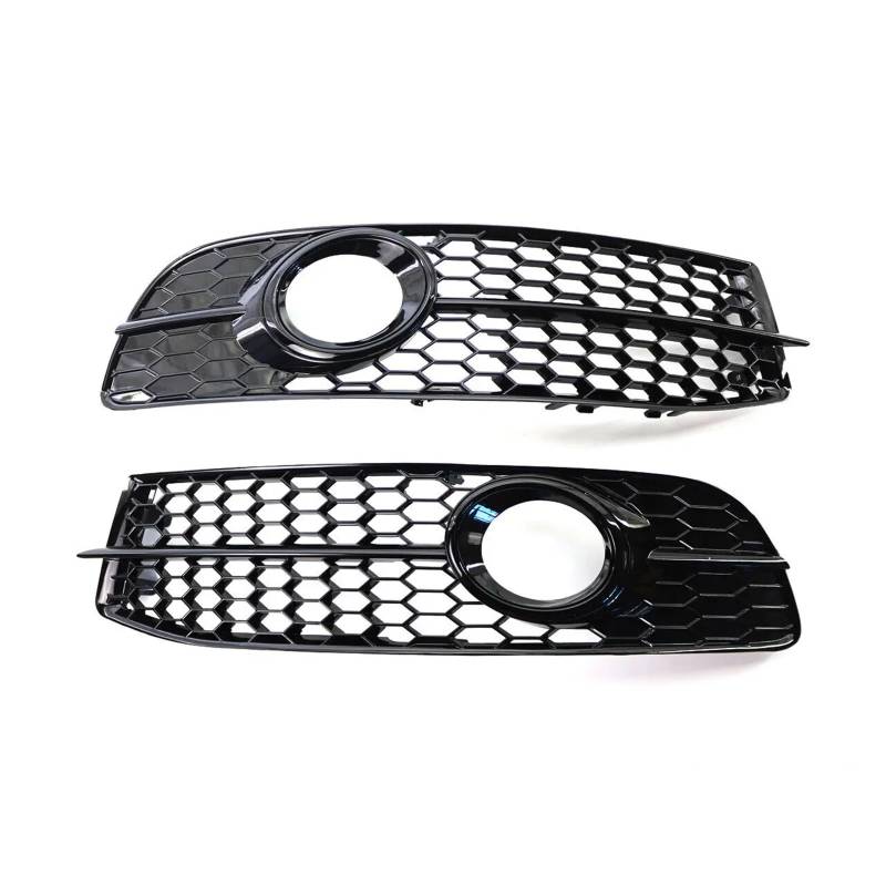 Auto Front Stoßstange Nebel Licht Lampe Kühlergrill Grill Abdeckung HONEYCOMB HEX Kompatibel for Audi A6 C6 S-Line 2008-2011 4F0807681Q01C 4F0807681Q02C(Glossy Black) von OVWIOQJC