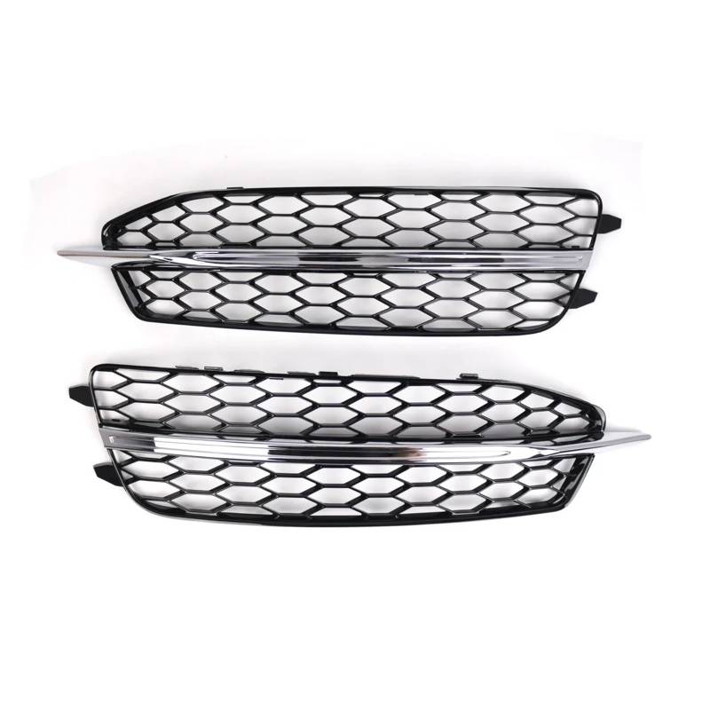 Auto Frontstoßstange Nebelscheinwerfergitter Honeycomb Hex Grillabdeckung glänzend schwarz kompatibel for Audi A6 C7 S Line S6 2011 2012 2013 2014(Chrome black) von OVWIOQJC