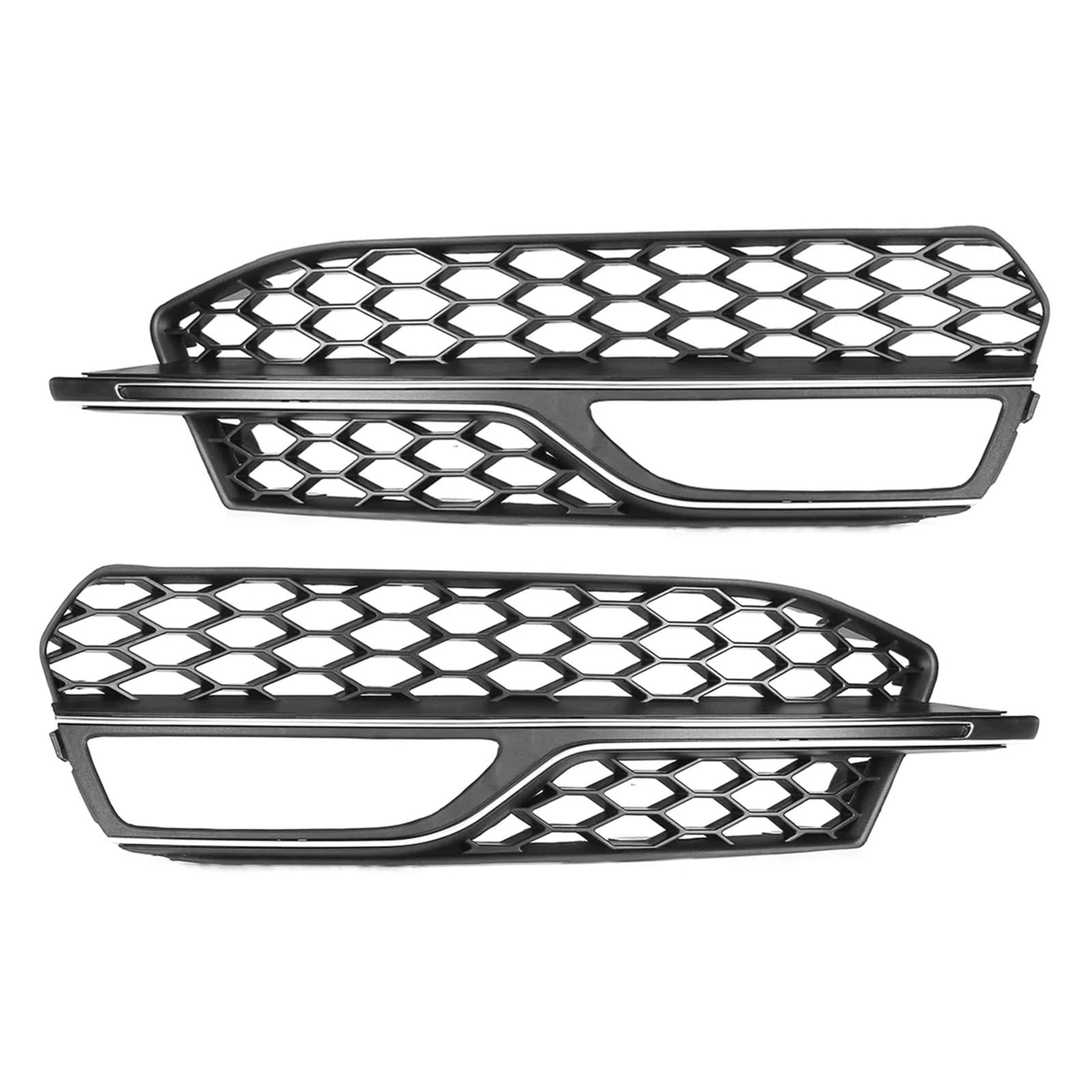 Auto Frontstoßstange Nebelscheinwerfergitter kompatibel for Audi A3 S-Line S3 2014 2015 2016 1 Paar Honeycomb Mesh Nebelscheinwerferabdeckung Racing Grill(Chrome Silver) von OVWIOQJC