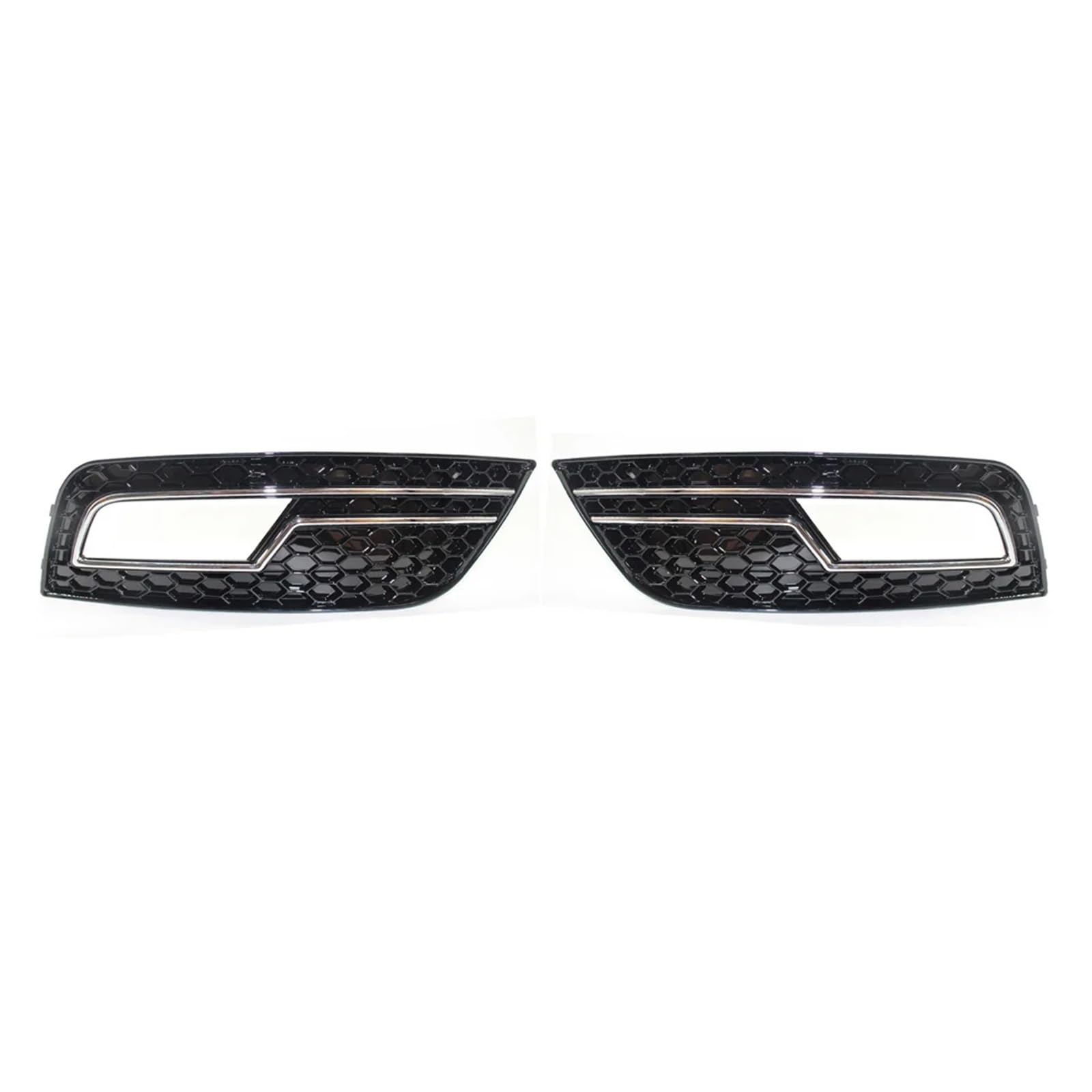 Chrom-schwarzes Wabennetz, Auto-Frontstoßstange, Nebelscheinwerfer-Kühlergrill-Abdeckung, kompatibel for Audi A4 B8.5 Standard Edition 2013–2016, Nebelscheinwerfer-Grill(Chrome Black) von OVWIOQJC