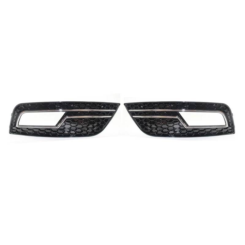 Chrom-schwarzes Wabennetz, Auto-Frontstoßstange, Nebelscheinwerfer-Kühlergrill-Abdeckung, kompatibel for Audi A4 B8.5 Standard Edition 2013–2016, Nebelscheinwerfer-Grill(Chrome Black) von OVWIOQJC