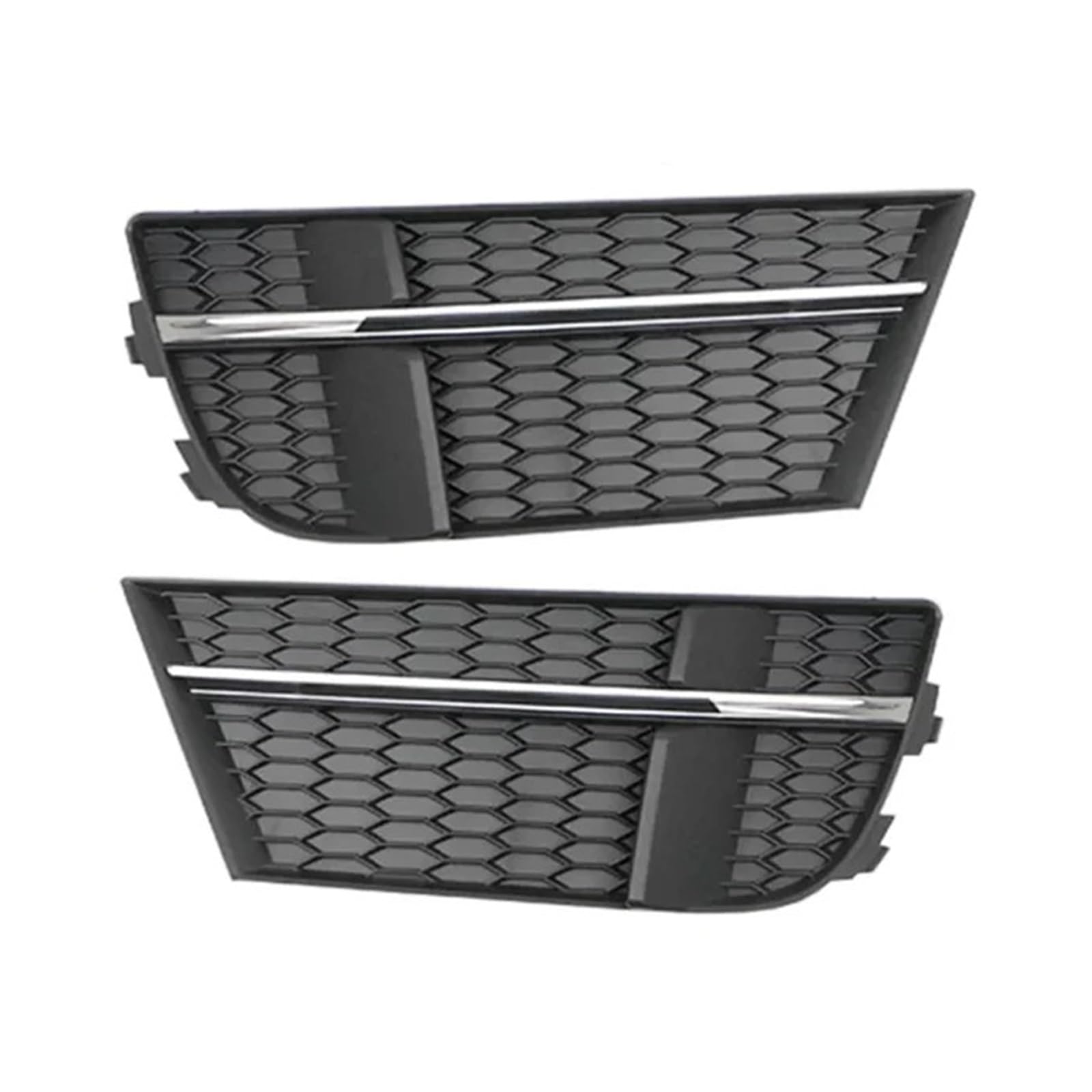 Ein Paar Nebelscheinwerfergitter for die vordere Stoßstange, Wabengitter-Stil, Nebelscheinwerferabdeckung, Racing-Grill, kompatibel mit Audi A3 SLine 2016–2020, kompatibel mit S-Line(Chrome) von OVWIOQJC