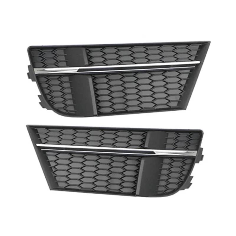 Ein Paar Nebelscheinwerfergitter for die vordere Stoßstange, Wabengitter-Stil, Nebelscheinwerferabdeckung, Racing-Grill, kompatibel mit Audi A3 SLine 2016–2020, kompatibel mit S-Line(Chrome) von OVWIOQJC