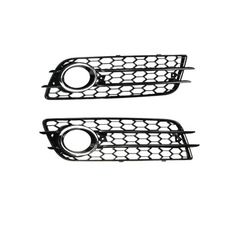 Frontgrill kompatibel for Audi A4 B8 S-Line S4 2008–2012 Honeycomb Nebelscheinwerfer Lampengitter Lünette Abdeckung 8K0807681C01C, 8K0807682C(Chrome Silver) von OVWIOQJC